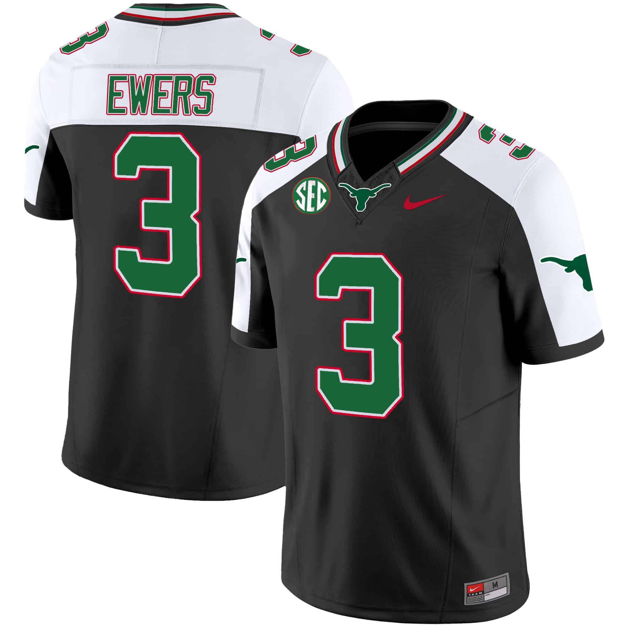 Men Texas Longhorns #3 Ewers Black 2024 Nike Mexico SEC Patch Vapor NCAA Jersey style 1->indianapolis colts->NFL Jersey